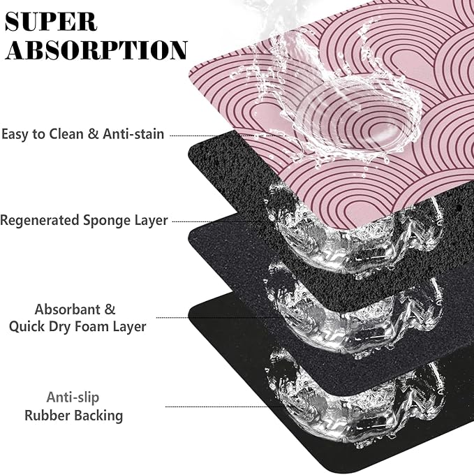 Dog Food Mats for Floors Absorbent, Pet Cat Food Mat - Quick Dry Dog Bowl Mats for Food and Water, Eco-Friendly Boho Pet Supplies