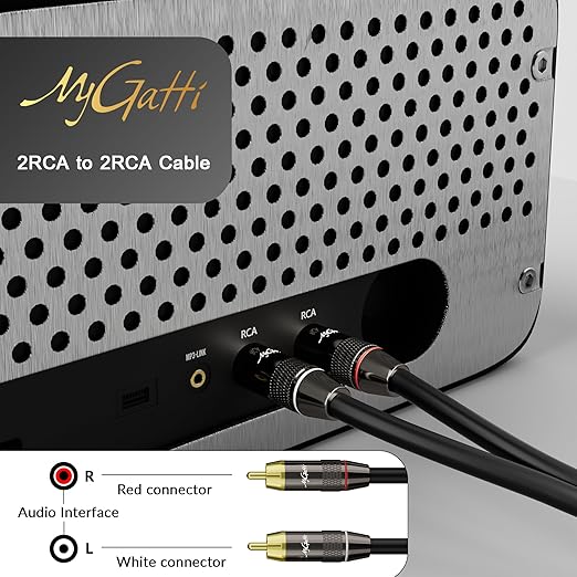 RCA Cable 100 FT, 2RCA to 2RCA Stereo Audio Cable, 【Zinc Alloy Shells,
