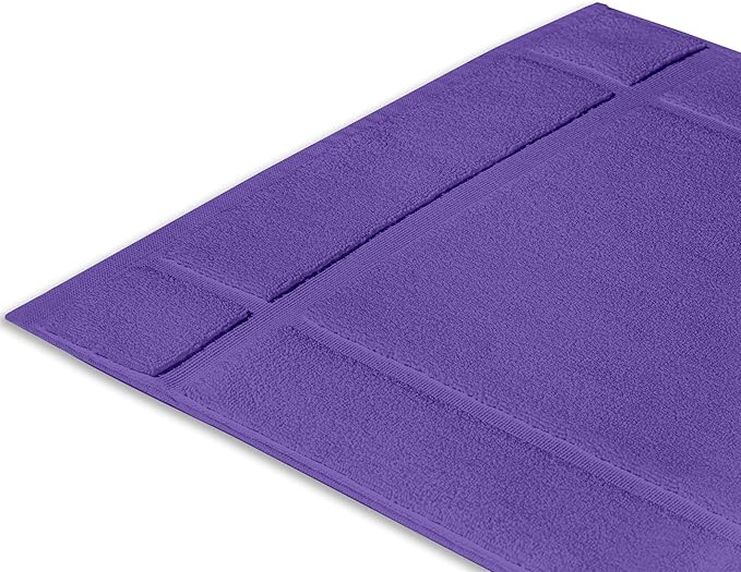 Ample Decor Bath Mats 100% Cotton 24 X 17 & 34 X 20 Inches, Oeko Tex Certified 1350 GSM Solid Construction Thick & Plush, Super Absorbent for Bathroom Floor, Shower – Purple