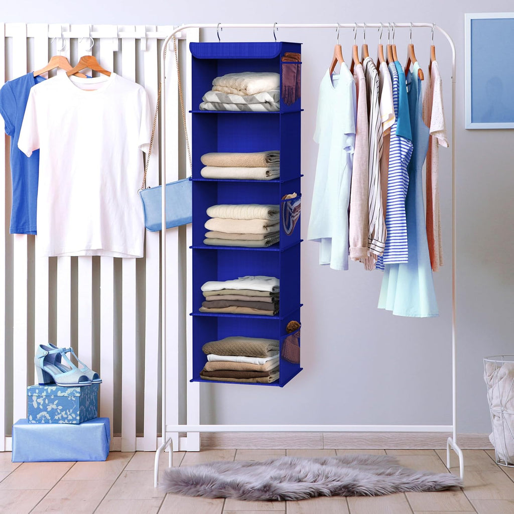 Simple Houseware 5 Shelf Hanging Closet Organizer, Dark Blue