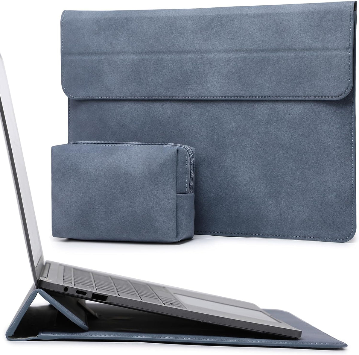 HYZUO 15 Inch Laptop Sleeve Case with Stand for MacBook Air 15 M4 A3241 M3 A3114 M2 A2941 2025-2023, 15" Surface Laptop 7/6/5/4, MacBook Pro 15 A1990 A1707 2019-2016, with Pouch, Haze Blue