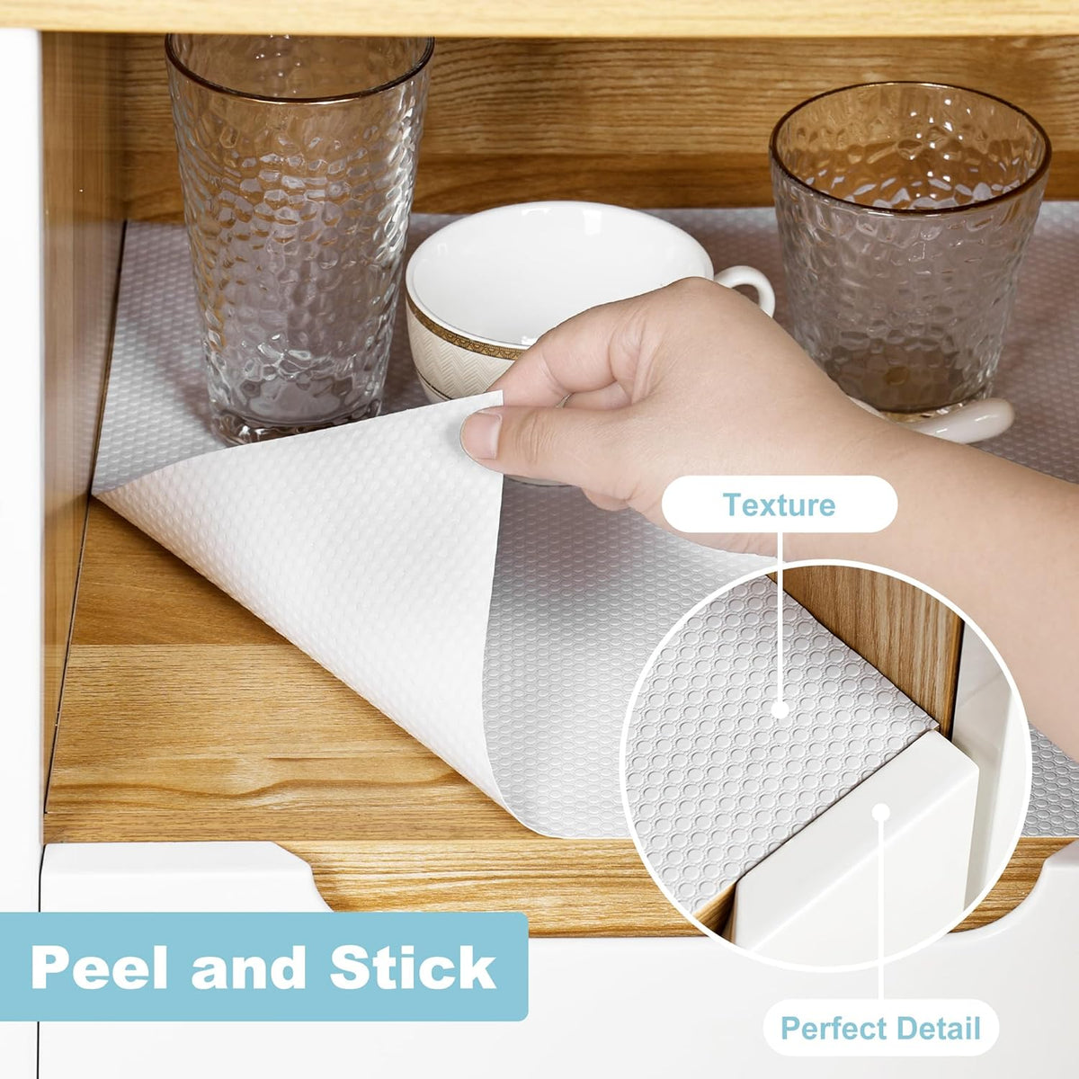 PABUSIOR White Self-Adhesive Drawer Liner: 11.8 Inch x 120" Kitchen Cabinet Paper - Easy to Cut Waterproof Shelf Liner for Narrow Pantry Shelves