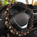 Watercolor Pink Hisbicus Steering Wheel Cover, Elastic Non-Slip Steering Wheel Protector,Auto Interior Decor for Women Girls,Universal 15" Fit for Sedans,Trucks
