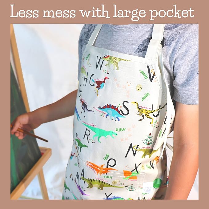 Kids Aprons for Girls and Boys, Toddler Apron with Pocket for Painting, Cooking, Baking, Gardening and Crafts