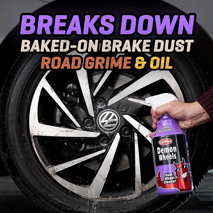 CarPlan Demon Car Wash Kit - 7 Piece Set Includes Car Wash Soap, Wheel Cleaner, Tire Shine, Interior Cleaner, Demon Shine, Air Freshener & Sponge