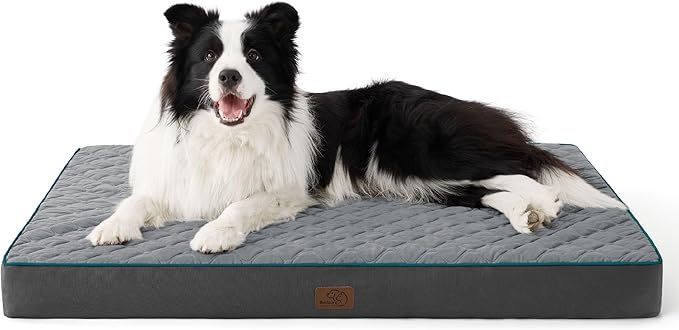 Bedsure Orthopedic Dog Bed Large Sized Dog - Memory Foam Pet Mattress with Removable Washable Cover and Egg Crate Foam, Thick Flat Suitable for Pet Up to 65 lbs, 36x27x3.5 Inches, Grey