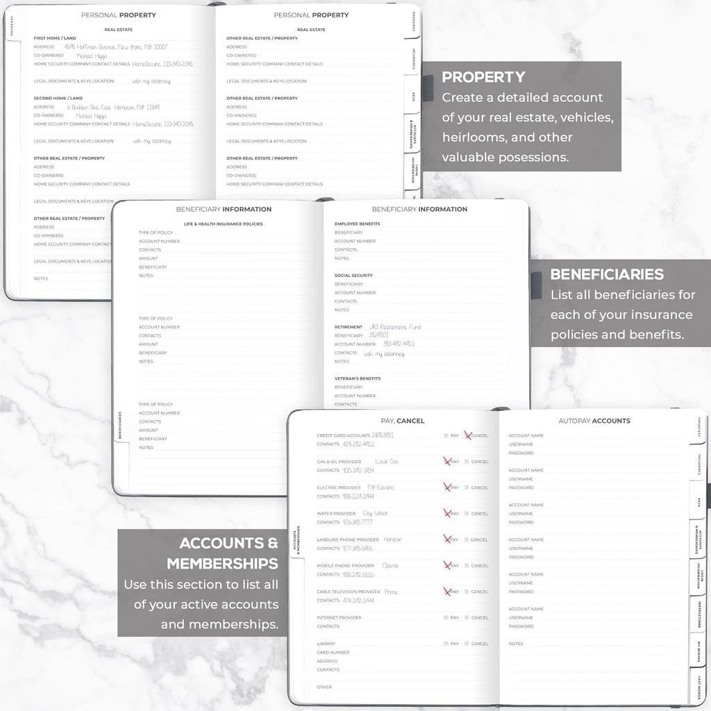 Clever Fox End of Life Planner – Final Arrangements Organizer for Beneficiary, Will Preparation, Last Wishes & Funeral Planning, A4 (Silver Black)