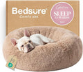 Bedsure Calming Dog Bed Medium Size Dog - Donut Washable Medium Pet Bed, 30 inches Anti-Slip Round Fluffy Plush Faux Fur Cat Bed, Fits up to 45 lbs Pets, Camel