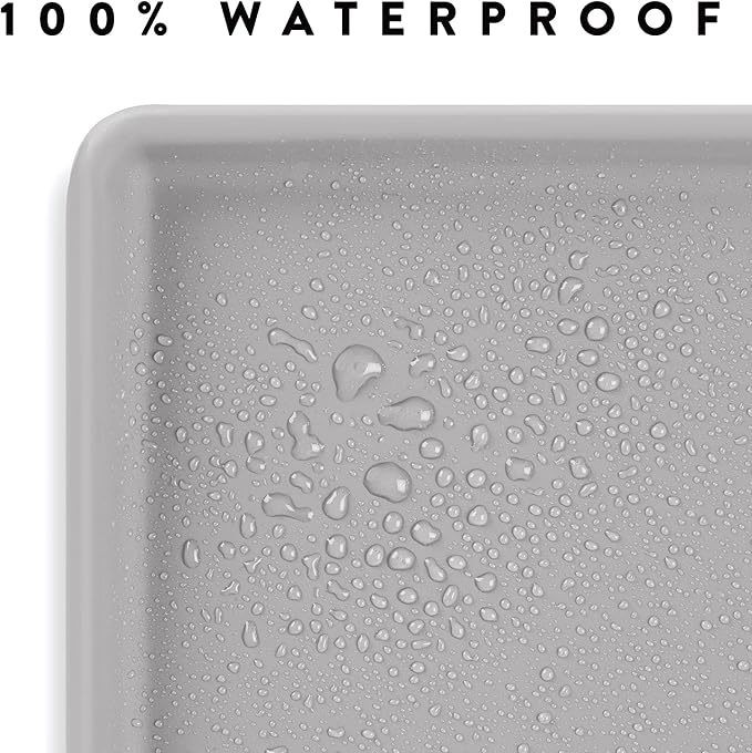 CatGuru Cat Food Mat, Small & Large Pet Feedingd Mat, 100% Waterproof Cat Mats for Food and Water, Silicone Mats for Pet Bowls, Non-Slip Placemat for Water Bowl or Fountain (Large, Silver)