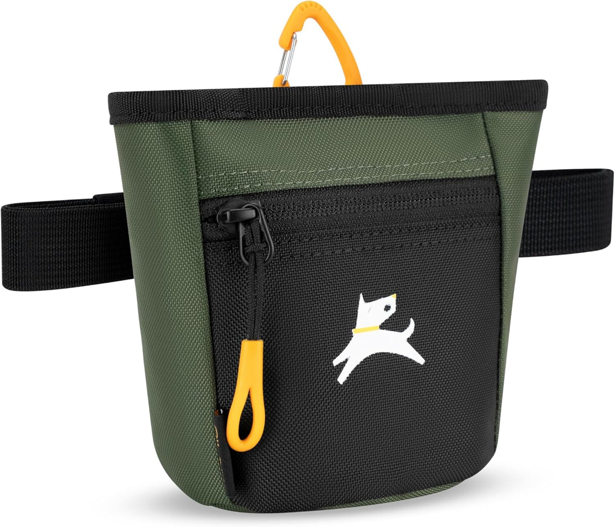 OllyDog Goodie Treat Bag, Dog Treat Pouch, Waist Belt Clip for Hands-Free Training, Magnetic Closure, Dog Training and Behavior Aids, Three Ways to Wear (Winter Moss)