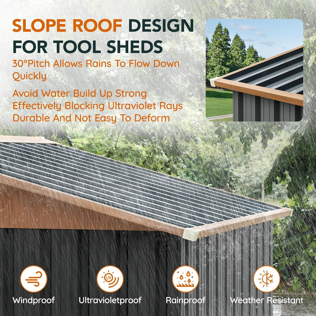 6x4FT Multi-used Shed & Outdoor Storage Shed, Steel Tool Shed with Lockable Doors,Window,Vent,Compact Metal Tool Garden Shed for Garden, Backyard, Patio, Lawn and Various Storage(Matte Gray)