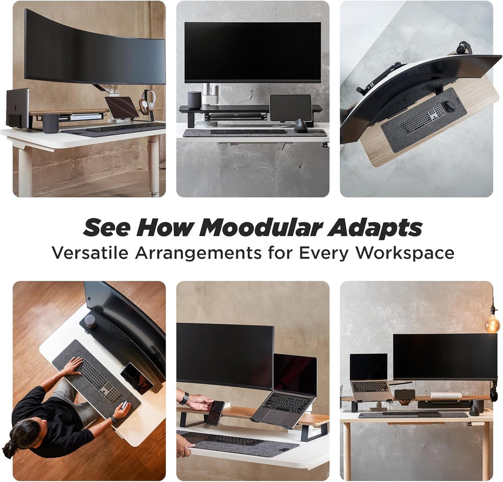 Moodular Add-ons Storage Drawer [Accessory Only - Requires Moodular Wooden Monitor Stand Slide Rails for Use] Black MSA-DR
