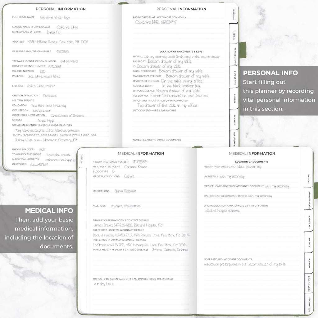 Clever Fox Large End of Life Planner – Guided Final Arrangements Organizer Notebook for Instructions, Beneficiary Info, Will Preparation, Last Wishes & Funeral Planning – 8.5" x 11" (Cypress)