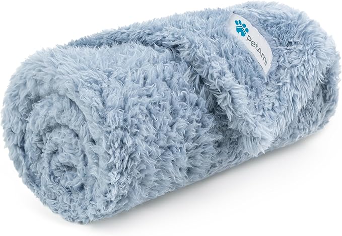 PetAmi Dog Blanket for Small Dogs Blue, Fluffy Soft Puppy Blanket, Sherpa Fleece Cat Blanket for Kitten Doggie, Calming Pet Blanket Throw for Couch Sofa Bed Washable, Small 24x32