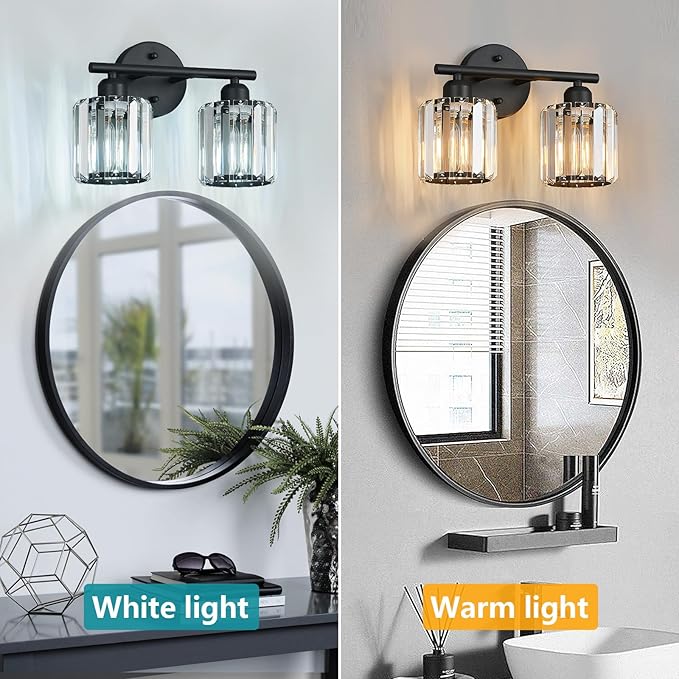 FDPBY Modern 2 Light Crystal Vanity Light, Compatible