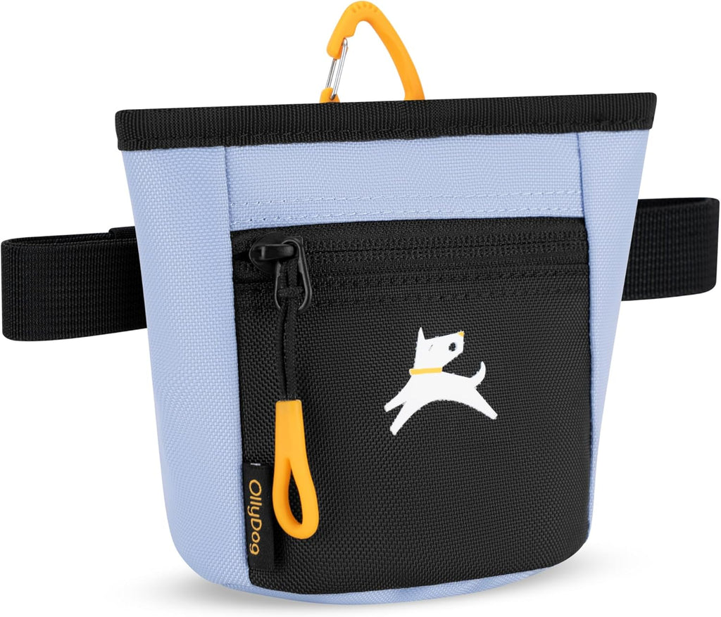 OllyDog Goodie Treat Bag, Dog Treat Pouch, Waist Belt Clip for Hands-Free Training, Magnetic Closure, Dog Training and Behavior Aids, Three Ways to Wear (Blue Heron)
