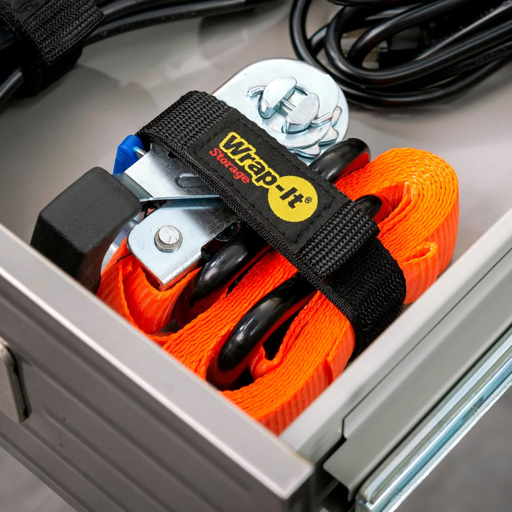 Quick-Straps by Wrap-It Storage - 18" (8-Pack) Black - Hook and Loop Hose and Cable Organizers