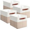 Storage Baskets with Handles, 4 Pack Foldable Storage Bins for Shelves, Linen Fabric Basket for Home Decorative,Organizing Cloth Toy Nursery