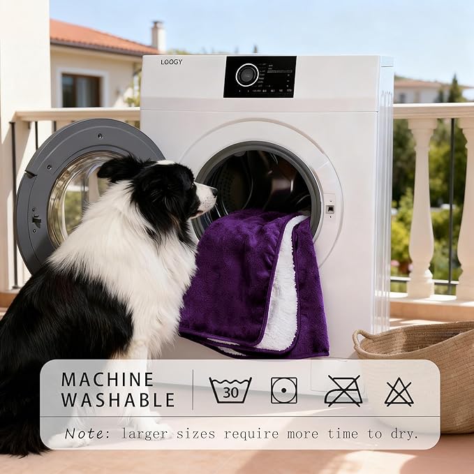 Smiry Waterproof Dog Bed Blanket, Leakproof Pet Throw Blanket for Bed Couch Sofa, Reversible Sherpa Fleece Furniture Protector Cover for Small Medium Large Dogs Cats (Purple, 32x40 inches)