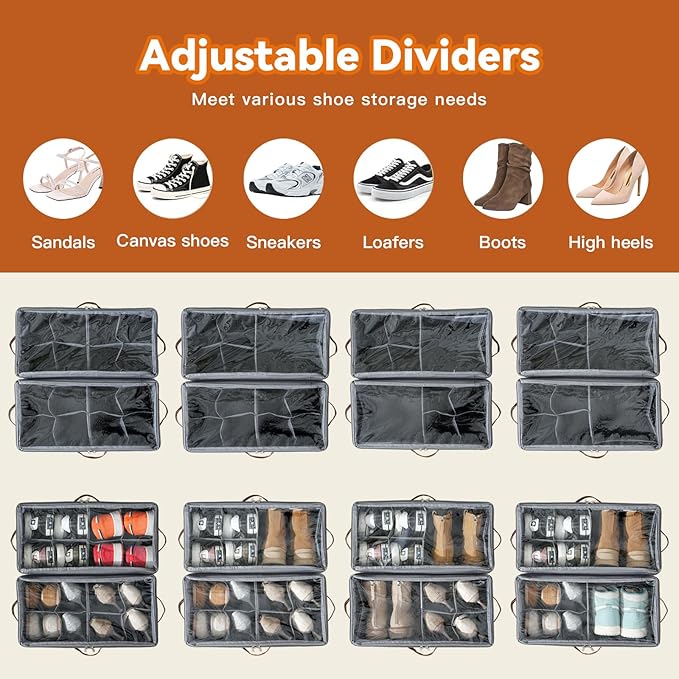 4 Pack Shoe Organizer for Closet, Foldable Shoe Storage Organizer