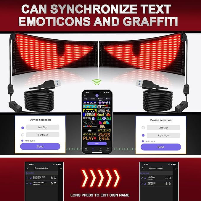 Rayhome Synchronize Multiple Devil Eyes Light, Programmable LED Display