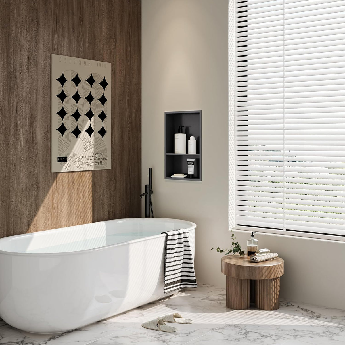 Stainless Steel Shower Niche 18" X 12", No Tile Needed Wall Niche Double Shelves, Recessed Niche Shower for Bathroom Storage, Gun Metal