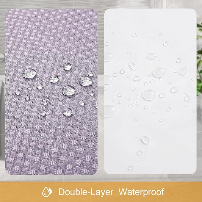 Craidlela 3 in 1 Shower Curtain Set, Purple Waffle Shower Curtain and PEVA Liner Set with 12 Stainless Steel Shower Curtain Hooks, Lavender Waterproof Fabric Shower Curtains for Bathroom, 72 W x 72 H