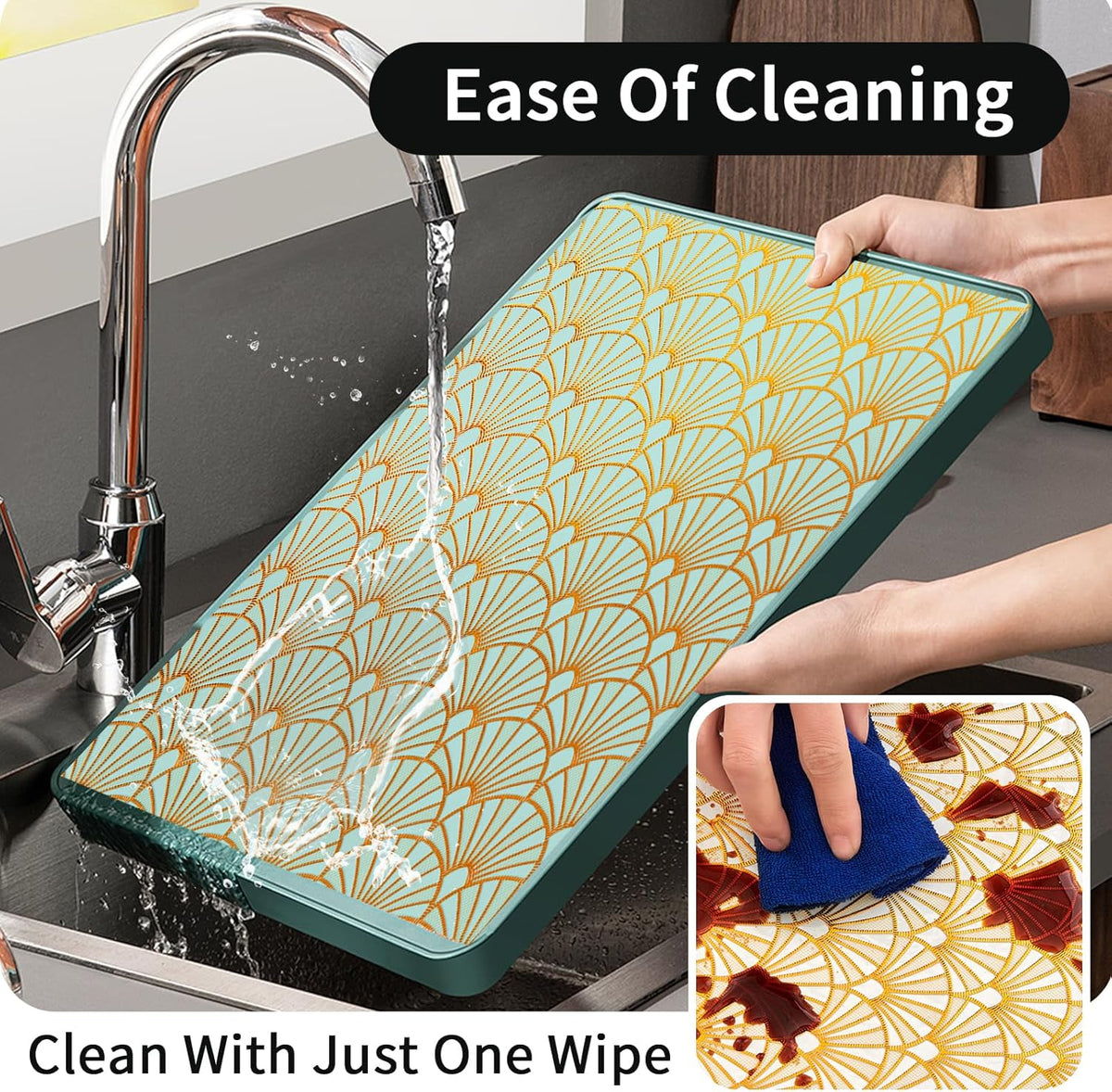 3D Drawer and Shelf Liner for Kitchen Cabinet: 12 in X 30 Ft Waterproof Shelf Paper Non Adhesive Refrigerator Liners Golden Ginkgo Leaf Easy Liners for Bathroom with Knife Tape Measure