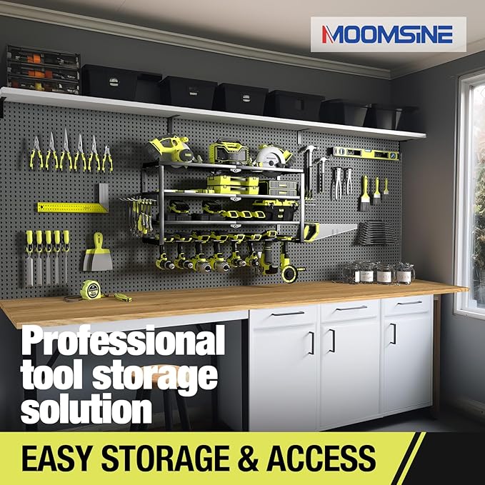 4 Layer Power Tool Organizer Wall Mount, Battery Tools Holder