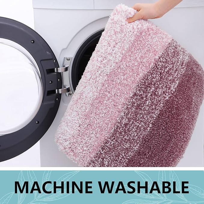 Arotive Microfiber Bathroom Rugs, Shaggy Soft and Absorbent Bath Rug, Non-Slip, Thick Plush Machine Washable Dry Bath Mats for Bathroom, Tub and Shower, 59x24, Mauve, Rectangular