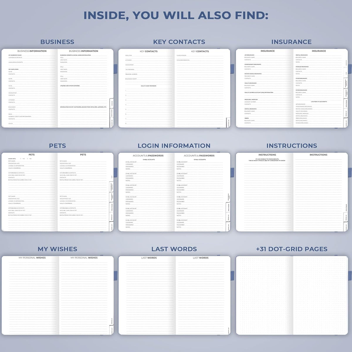 Clever Fox End of Life Planner – Final Arrangements Organizer for Beneficiary, Will Preparation, Last Wishes & Funeral Planning, A5 (Midnight Blue)