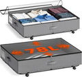 XXXL 78L Under Bed Storage with Wheels, Rolling Storage Containers with Support & Clear Lid, Heavy-Duty Metal Frame, Easy Pull-out, Underbed Storage Bins for Clothes, Shoes, Blankets, and Toys 2 pack