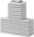 Homaxy 100% Cotton Kitchen Towels and Dishcloths Set, 12 x 12 Inches and 13 x 28 Inches, Set of 16 Bulk Kitchen Towels Set, Ultra Soft Absorbent Dish Cloths for Washing Dishes, Light Gray