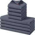 Homaxy 100% Cotton Kitchen Towels and Dishcloths Set, 12 x 12 Inches and 13 x 28 Inches, Set of 8 Bulk Kitchen Towels Set, Ultra Soft Absorbent Dish Cloths for Washing Dishes, Dark Grey