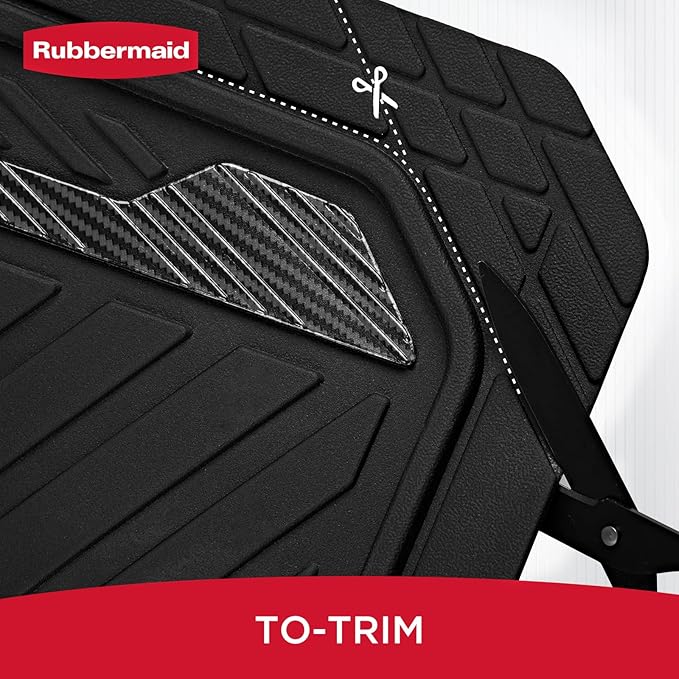 Rubbermaid Car Floor Mat, Heavy Duty All-Weather Car Mats Full Set with Dual-Tone Black Aluminum Inserts – Universal Fit, Anti-Slip Backing, Trim-to-Fit for Most SUV, Sedan, Van