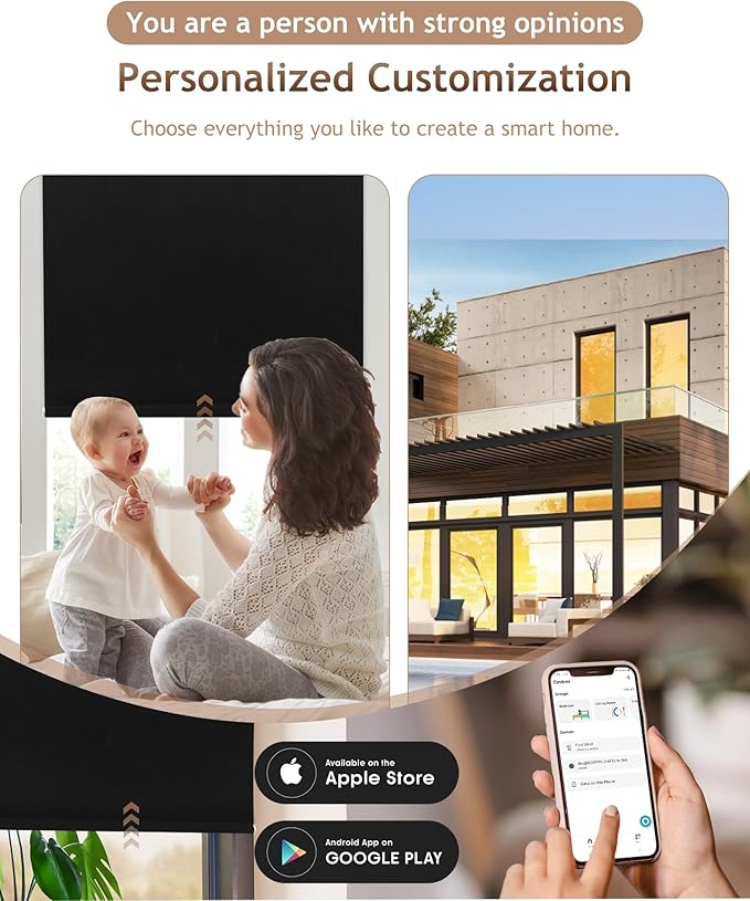 Kincmo Motorized Blinds with Remote, 100% Blackout Motorized Roller Shades Work