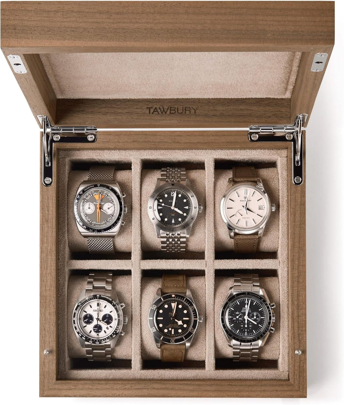 TAWBURY Luxury Wooden Watch Box for Men – Watch Organizer for Men | Watch Holder Organizer for Men | Mens Watch Case 6 Slot | Men Watch Box 6 Slot | Men Watch Storage Box | Small Watch Box Unisex