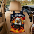 Bald Eagle with American Flag Car Garbage Bag, Small Car Trash Bag Hanging Back of Seat,Drawstring Car Trash Bag with Adjustable Buckle,Car Accessories for Camping Travelling