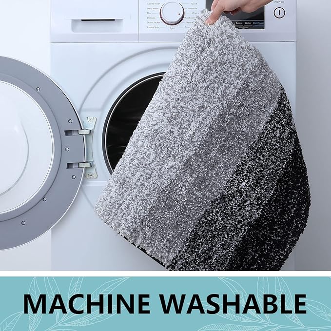 Arotive Microfiber Bathroom Rugs, Shaggy Soft and Absorbent Bath Rug, Non-Slip, Thick Plush Machine Washable Dry Bath Mats for Bathroom, Tub and Shower, 30x20, Black, Rectangular