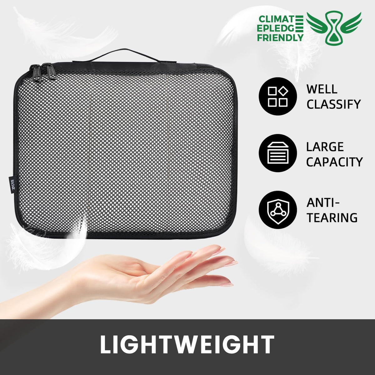 BAGAIL 6 Set Packing Cubes Luggage Packing Organizers for Travel Accessories-Black