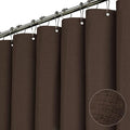 BTTN Fabric Shower Curtain, Linen Textured Heavy Duty Polyester Cloth Shower Curtain Set with Plastic Hooks, Brown, 54x78