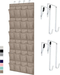 GORILLA GRIP Over the Door Shoe Organizer, 24 Large Breathable Mesh Pockets, Space Saving Hanging Storage Holder, Closet Rack Hanger Holds Up to 40 lbs, Hangs on Closets for Shoes, Accessories, Beige
