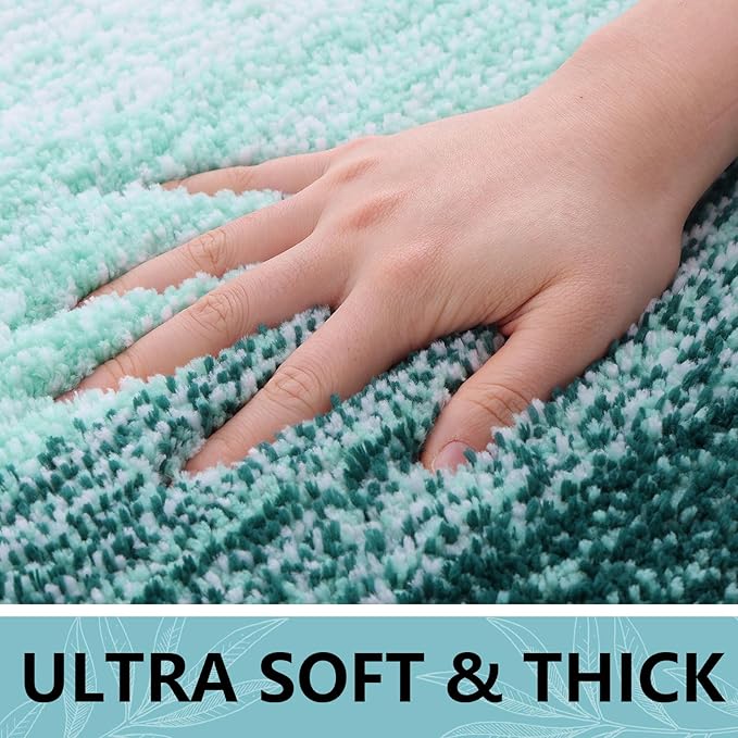 Arotive Microfiber Bathroom Rugs, Shaggy Soft and Absorbent Bath Rug, Non-Slip, Thick Plush Machine Washable Dry Bath Mats for Bathroom, Tub and Shower, 24x16, Dark Green, Rectangular