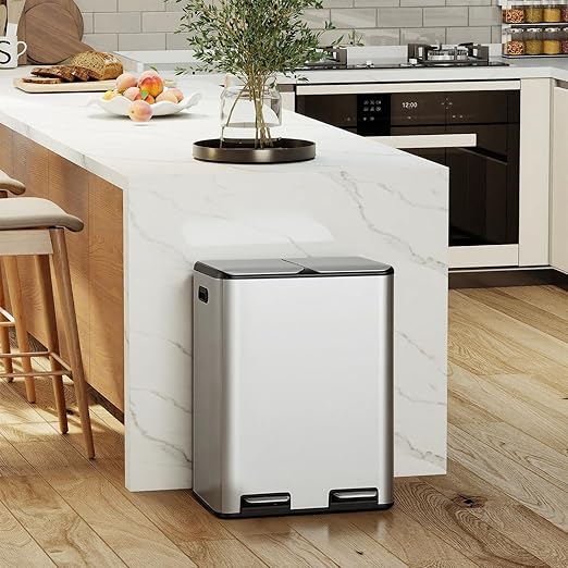 PayLessHere Trash Can, 16 Gallon 60 Liter Rectangular Trash Cans Stainless