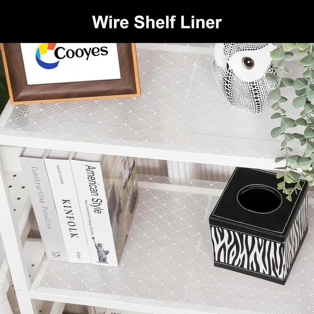 Cooyes Shelf Liner – Premium Non-Adhesive Cabinet & Drawer Liner for Kitchen – Waterproof Shelf Paper with Modern Pattern – Durable EVA Cabinet Mat – Easy to Cut （23.6" W x 118" L）
