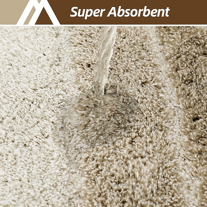 COSY HOMEER Bathroom Rugs 30"x20", Ultra Soft Absorbent Bath Mat with Non-Slip TPR Backing, Machine Washable Shaggy Rug for Bathroom Floor, Beige