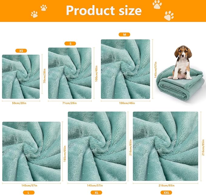 Maidewow Waterproof Pet Blanket for Dogs Reversible Pets Bed Cover Puppy Fluffy Jacquard Throw Blankets Leakproof Sofa Couch Covers Cat Dog Blanket for Warm Washable Reversible Mat-Green,M