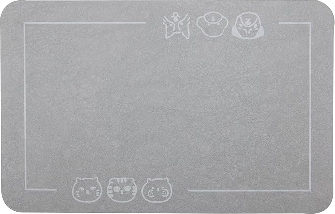 YCT Cat Pet Food Mat - Non-Slip Bottom Absorbent Quick Dry Feeding Mat for Dogs and Cats - Pet Supplies, 11.8"x18.1" Gray