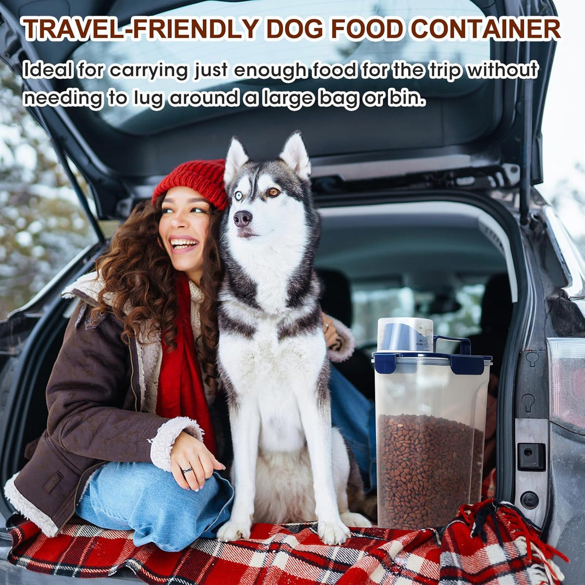 TBMax 2 Pack Cat Dog Food Storage Containers 8 to 10 Lbs, Portable Travel Pet Container Dispenser with Easy-Pouring Spout & Cup, Airtight Bird Seed Container Dog Treat Storage Bin