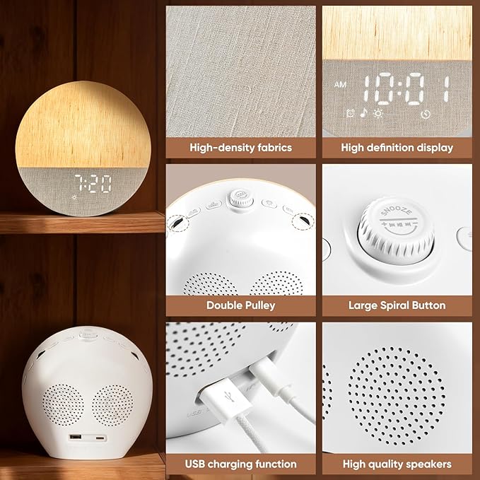 Stillstorm Sunrise Alarm Clock, Sound Machine, Fabric Dimmable Night Light